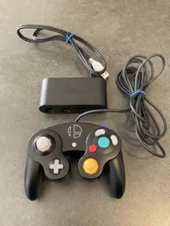 ニンテンドー ゲームキューブ コントローラー スマブラブラック+接続タップ 純正