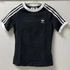 adidas 3本ライン ラグラン tシャツ ダークグレー S