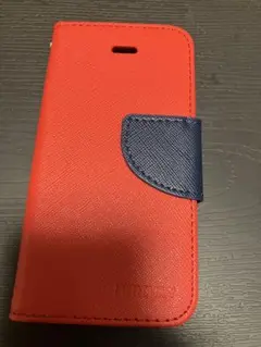 携帯ケース★手帳型★ 赤とネイビーのツートンカラーのスマートフォン用手帳