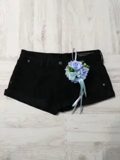 アズールバイマウジー ブラックデニムショートパンツ 26