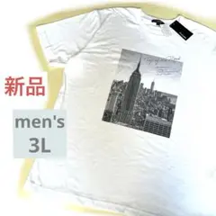 新品メンズプリントTシャツ3L2XL大きいサイズ白ホワイトエンパイヤステートビル