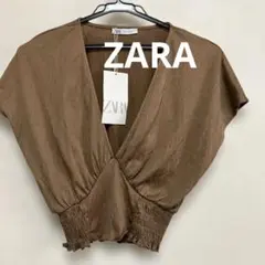 ZARA ブラウン Vネック トップス M
