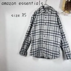 アマゾンエッセンシャルズ　メンズ　ネルシャツ　チェック柄　 XS　グレー