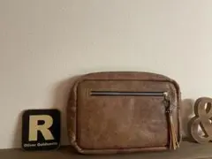 ブラウン レザー　本革　バッグ タッセル付き
