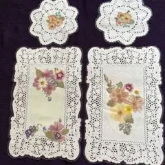 押し花デザイン コースターと、ランチょンマット