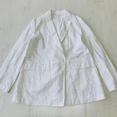 【ユニクロ】リネン テーラードジャケット ダブル 白 ユニセックス A5528