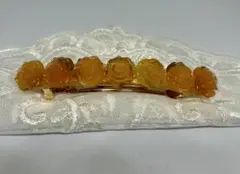 大きなベッコウ風薔薇のバレッタ　セール中