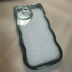 iPhone14 ネコミミ ウェーブケース　グリーン