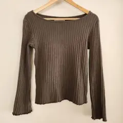 Crisp ボートネックリブTシャツ チャコールグレー フリーサイズ