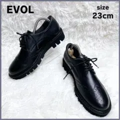 未使用級✨ EVOL ウイングチップ レザーシューズ 厚底 23cm ブラック