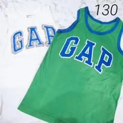 GAP　ギャップ　タンクトップ　130サイズ　緑　白　ホワイト　ロゴ　シンプル