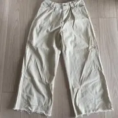 kastane クリーム色 ワイドパンツ フリンジ仕上げ サイズ1