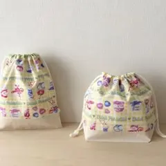 巾着袋セット お弁当袋 給食袋 ドリンクパラダイス