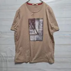 ワールド 40ct525 ベージュ グラフィックプリント 半袖Tシャツ