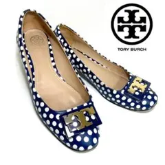 レアモデル Tory Burch トリーバーチ 5M ネイビードット柄 濃紺