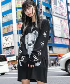 TRAVAS TOKYO furry bear クマ ロンT カットソー 黒
