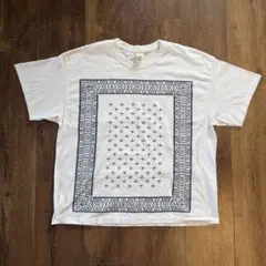 00s c-boy ボックスシルエットバンダナTシャツ白グラフィックプリントXL