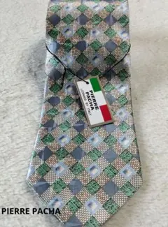 【新品·未使用】PIERRE PACHA シルク100% チェック柄ネクタイ