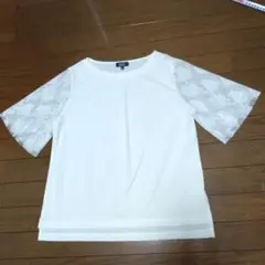 未使用☆ジュンコシマダPART2☆ホワイト 袖レース Tシャツ・カットソー M