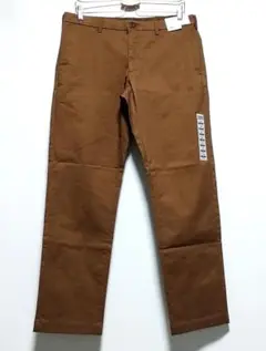 新品 ユニクロ ストレッチ スリムフィットチノ チノパンツ 茶色 メンズ W85