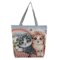 猫柄トートバッグ ネコ柄ショルダーバッグ 軽量 大容量 マザーバッグ ネコバッグ