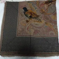 ペイズリー柄 鳥刺繍 大判ストール