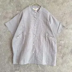 クリーニング済み✨️コットンリンネ　半袖シャツ　ブラウス　 L