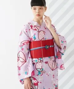ふりふ ジュビリー ピンクパープル 美品 浴衣 ハート オリジナル柄