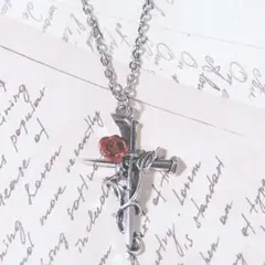 赤薔薇の杭十字 地雷ネックレス y2k