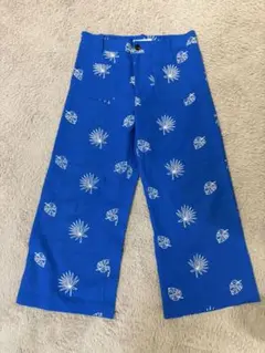 ZARA ザラ エンブロイダリー　Lサイズ ブルー 刺繍 キュロットパンツ