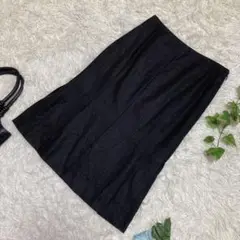 極美品　アイシービー　ひざ丈スカート　ダークグレー　たこ足スリット　7 S