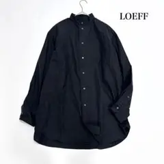 定番人気✨ LOEFFロエフ コットン ブロード バンドカラーシャツ ネイビー