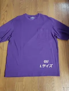 GU パープル オーバーサイズ Tシャツ L 胸ポケットあり