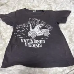 ジーユー　恐竜と車のダークグレーTシャツ　120 ボーイズ