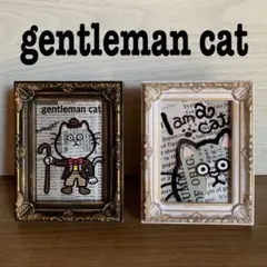フレーム付き★イラスト★2個セット商品★ gentleman cat