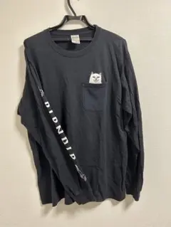 RIPNDIP 猫ポケット ブラック 長袖 Tシャツ L