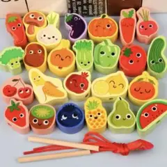 【SALE】ひも通し 果物 野菜 知育玩具　モンテッソーリ　集中力 想像力