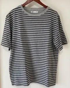 Tシャツ メンズ グレイ ネイビー ボーダー コットン L