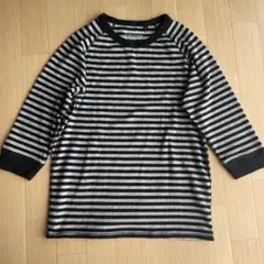 ストライプ メンズ七分袖カットソー Mサイズ