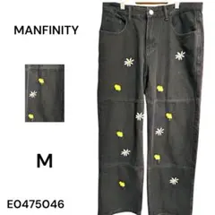 ★美品★MANFINITY ブラックデニム Mサイズ 花柄刺繍　黒　レディース