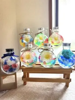 ハーバリウム、ボトルフラワー まとめ売り7本セット
