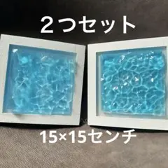 青いレジン 水面模様 立体オブジェ