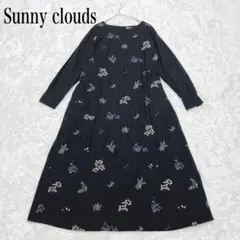 美品 Sunny clouds サニークラウズ 木の実図鑑ワンピース　LL 刺繍