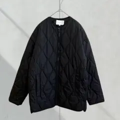 2452【THESHOP TK】 ノーカラージャケット　キルディング　黒　160