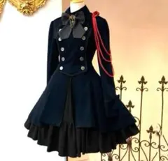 軍服ワンピース Lサイズ ダークネイビー　コスプレ