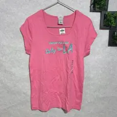 オールドネイビー(XL)プリントTシャツ　Uネック　ラインストーン　ピンク