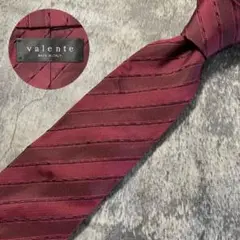 AN263 Valente ワインレッド ストライプ シルク ネクタイ
