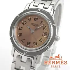 磨済 美品 HERMES エルメス クリッパー 電池交換済 腕時計
