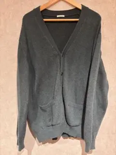 ダークグレー Vネックカーディガン　XL