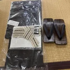 Lサイズ 浴衣セット 綿100% 下駄ワンタッチ帯付き